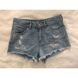 High waisted jean shorts